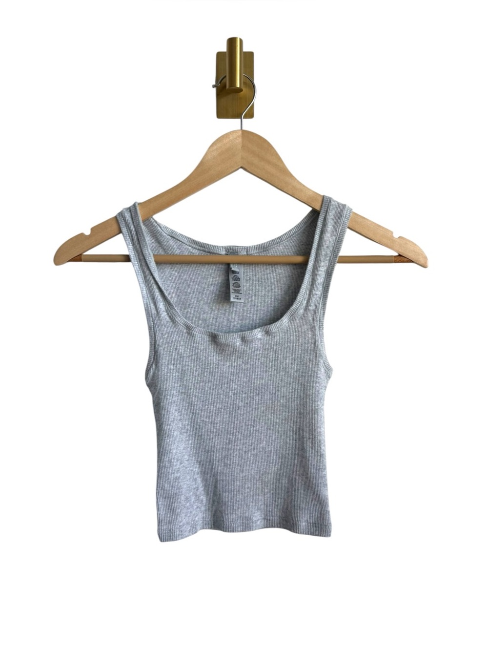 SKIMS Ribbed Baby Tank Top Gray Grey Cropped Cotton Size XS